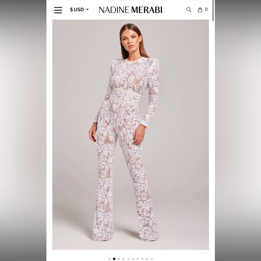 Nadine Merabi Bella White Jumpsuit